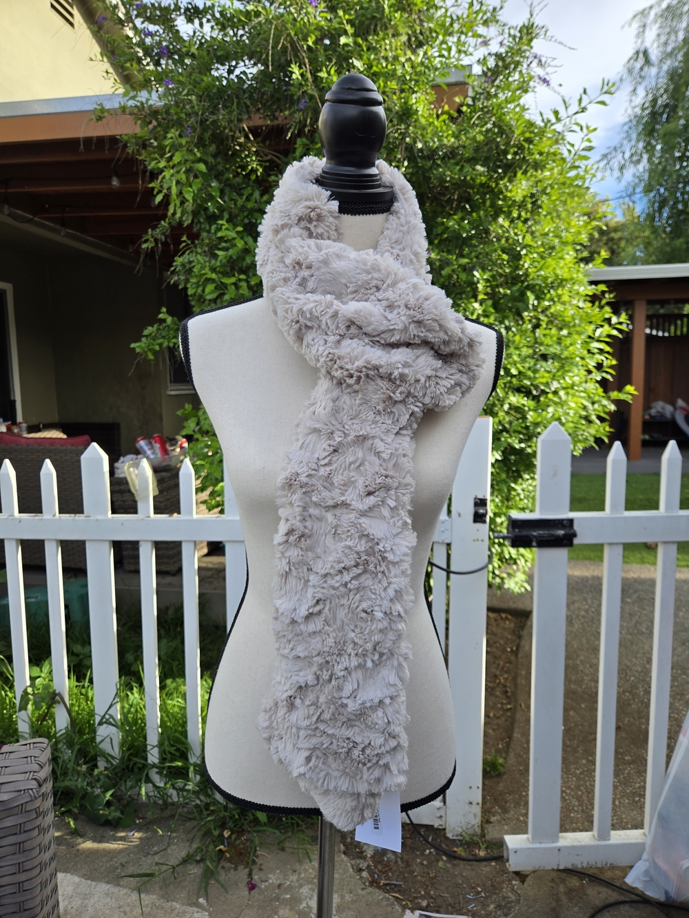 Dylan Faux Fur Scarf Beige Plush Soft Long Winter Scarf O/S